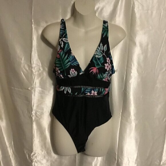Shein Tropical Print Hollow Out One Piece Swimsuit L - Picture 5 of 7